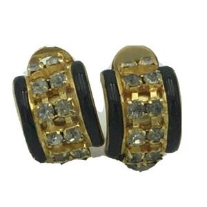 I.N.A.R Italy Rhinestone clip On Hoop earrings